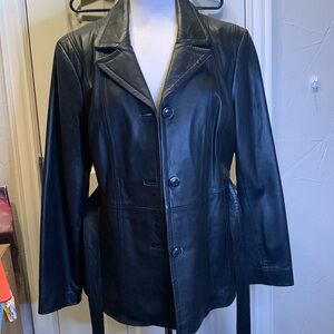 Wilsons leather belted jacket